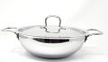 Vinod Platinum Triply Stainless Steel Extra Deep Kadai W Lid - 26cm 4.1Ltrs